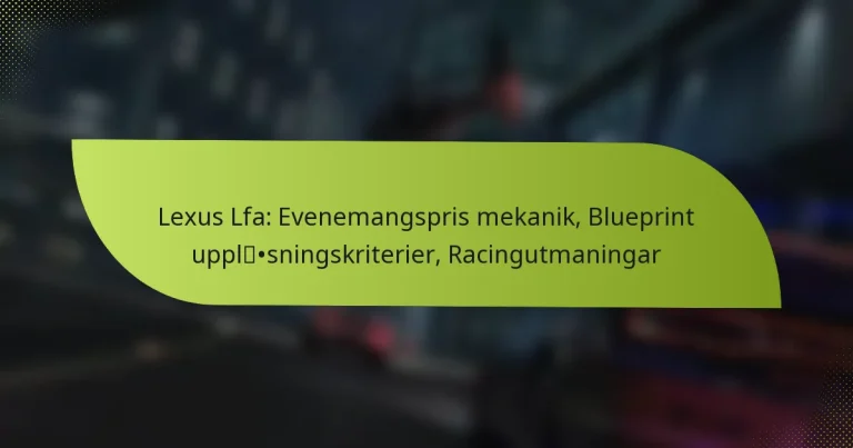Lexus Lfa: Evenemangspris mekanik, Blueprint upplåsningskriterier, Racingutmaningar