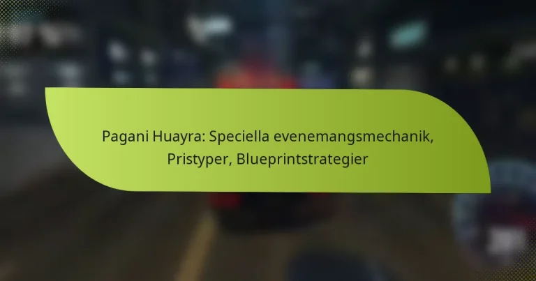 Pagani Huayra: Speciella evenemangsmechanik, Pristyper, Blueprintstrategier