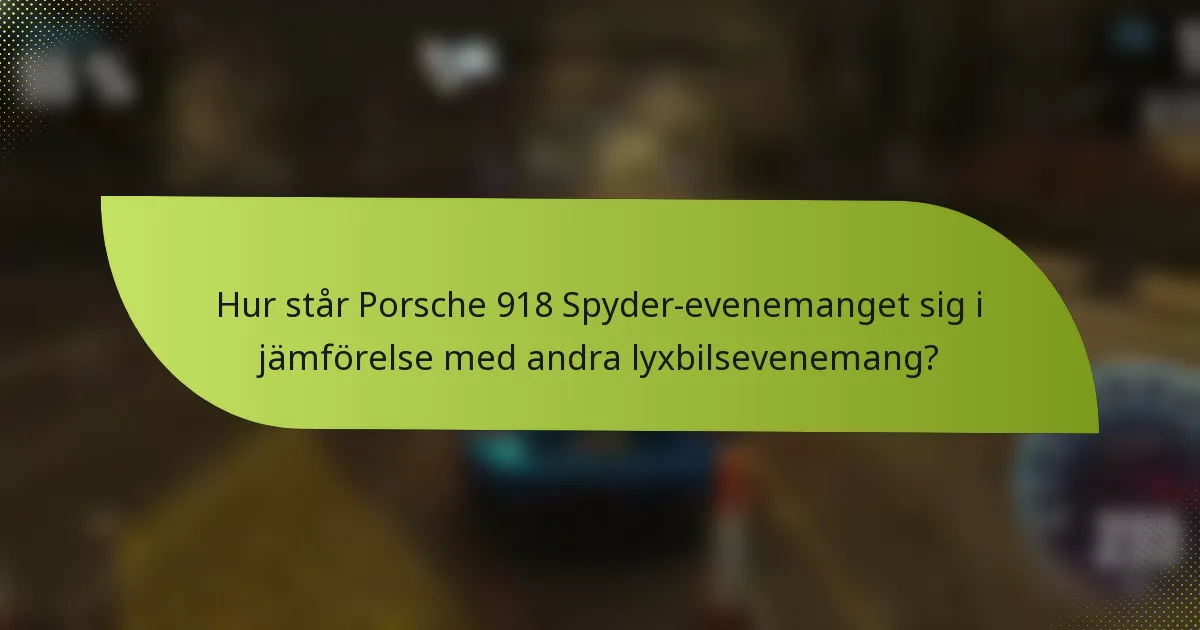 Hur står Porsche 918 Spyder-evenemanget sig i jämförelse med andra lyxbilsevenemang?